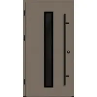 Haustuerenland.de Aluminium Haustür "AURORA" 82 mm RC2 BLACKLINE Beigegrau RAL 7006 beidseitig außen öffnend DIN links