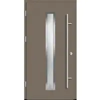 Haustuerenland.de Aluminium Haustür "AURORA" 82 mm RC2 Beigegrau RAL 7006 beidseitig außen öffnend DIN links