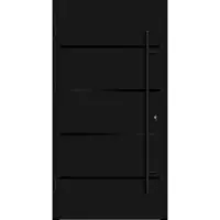 Haustuerenland.de Flügelüberdeckende Aluminium Haustür "FANNIE" 82 mm RC2 BLACKLINE Tiefschwarz RAL 9005 beidseitig außen öffnend DIN links