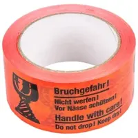 BB-Verpackungen 36 Rollen Rolle Klebeband PVC “Bruchgefahr“ (50 mm x 60 m) signalrot Paketband Transport Umzug Versand
