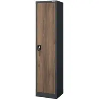 DELUKE Aktenschrank abschließbar KADO - 5 Ebenen, Flügeltüren | Metallschrank Werkstatt Büroschrank aus Stahl Werkzeugschrank, 185x45x40cm Anthrazit-Nussbaum