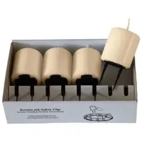 Kopschitz Kerzen 4er Set Adventskerzen mit Safety Clip und Kerzenstecker (Haltekrallen) Champagner 6 x ? 5 cm