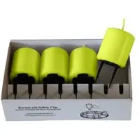 Kopschitz Kerzen 4er Set Adventskerzen mit Safety Clip und Kerzenstecker (Haltekrallen) Lime Grün 8 x ? 5 cm