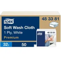 Tork weiches Waschtuch Weiß, Einzeltuchentnahme, Premium, hohe Saugfähigkeit, 32...