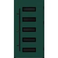 Haustuerenland.de Aluminium Haustür "AGADA" 82 mm RC2 BLACKLINE Moosgrün RAL 6005 beidseitig außen öffnend DIN rechts