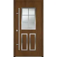 Haustuerenland.de Aluminium Landhaustür "MARLIES" 82 mm RC2 Sprossenfelder Golden Oak holzähnlich beidseitig innen öffnend DIN links