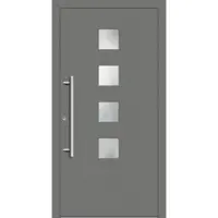 Haustuerenland.de Sichere Haustür "BEATRICE" 79 mm RC3 Graualuminium RAL 9007 innen öffnend DIN links