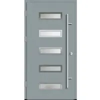 Haustuerenland.de Aluminium Haustür "AGADA" 82 mm RC2 Silbergrau RAL 7001 beidseitig außen öffnend DIN links