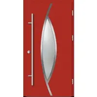 Haustuerenland.de Aluminium Haustür "ARIANA" 82 mm RC2 Feuerrot RAL 3000 beidseitig außen öffnend DIN rechts