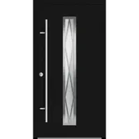 Haustuerenland.de Aluminium Landhaustür "AURORA" 82 mm RC2 Diamant-Applikationen Tiefschwarz RAL 9005 beidseitig innen öffnend DIN links