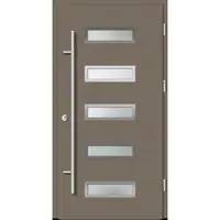 Haustuerenland.de Aluminium Haustür "AGADA" 82 mm RC2 Beigegrau RAL 7006 beidseitig außen öffnend DIN rechts