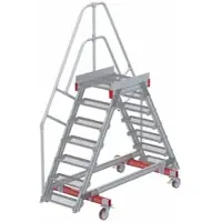 Euroline 512 mobiler Überstieg 60° Stufenausführung Stahl Gitterrost Stufenbreite 600mm 7 Stufen
