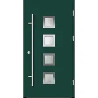 Haustuerenland.de Aluminium Haustür "ANTOINETTE" 82 mm RC2 Moosgrün RAL 6005 beidseitig außen öffnend DIN rechts