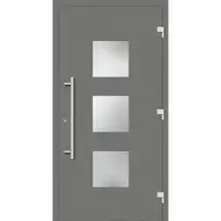 Haustuerenland.de Haustür RC3 "GERDA" 79 mm Graualuminium RAL 9007 außen öffnend DIN rechts