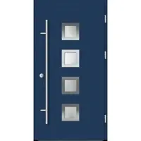 Haustuerenland.de Aluminium Haustür "ANTOINETTE" 82 mm RC2 Saphirblau RAL 5003 beidseitig außen öffnend DIN rechts
