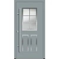 Haustuerenland.de Aluminium Landhaustür "MARLIES" 82 mm RC2 Sprossenfelder Silbergrau RAL 7001 beidseitig innen öffnend DIN links