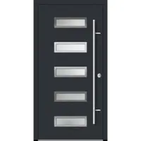 Haustuerenland.de Aluminium Haustür "AGADA" 82 mm RC2 Anthrazit RAL 7016 beidseitig innen öffnend DIN rechts