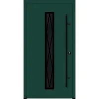Haustuerenland.de Aluminium Landhaustür "AURORA" 82 mm RC2 BLACKLINE Diamant Sprossenfelder Moosgrün RAL 6005 beidseitig innen öffnend DIN rechts