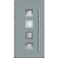 Haustuerenland.de Aluminium Haustür "ANTOINETTE" 82 mm RC2 Silbergrau RAL 7001 beidseitig außen öffnend DIN links