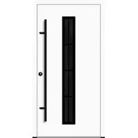 Haustuerenland.de Aluminium Landhaustür "AURORA" 82 mm RC2 BLACKLINE 8 Sprossenfelder Weiß RAL 9016 beidseitig innen öffnend DIN links