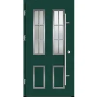 Haustuerenland.de Aluminium Landhaustür "CORGINA" 82 mm RC2 Sprossenfelder Moosgrün RAL 6005 beidseitig außen öffnend DIN links