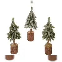 Christmas Decoration 1 Künstlicher Tannenbaum 21cm mit Holzsockel kleiner Deko Christbaum Weihnachtsbaum Dekobaum Weihnachtsdeko & Winterdeko