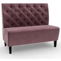 BIG Möbel Gastro Sitzbank Paris | 100 cm breit | Samtstoff in Rosa-Lila | Chesterfield | Dinerbank