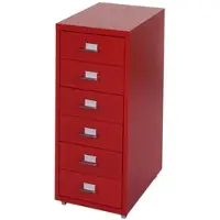 Mendler Rollcontainer Boston T851, Schubladenschrank Stahlschrank, 69x28x41cm 6 Schubladen ~ rot
