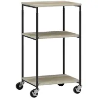 STILVORA Druckerwagen Druckertisch 39x35x82 cm mit 3 Ebenen und Rollen, höhenverstellbar, robust, Grau, für Büro und Arbeitszimmer
