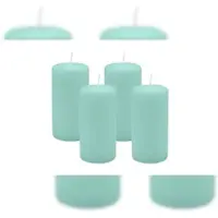 Kopschitz Kerzen 4er Set Stumpenkerzen/Adventskranzkerzen Türkis √ò 50 x 100 mm