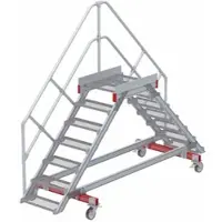Euroline 512 mobiler Überstieg 45° Stufenausführung Stahl Gitterrost Stufenbreite 600mm 7 Stufen