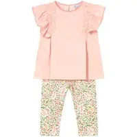 Mayoral Baby 2-tlg. Set T-Shirt Flügelarm und Leggings Blumen, rosa | mehrfarbig, 80