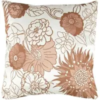 Arsvita Kissenhülle Blumenmuster 40 x 40 cm mit Füllkissen Beige Braun