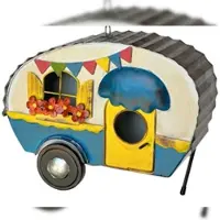 DanDiBo Ambiente DanDiBo Vogelhaus zum Aufhängen Metall Deko Wohnwagen Wetterfest 96254 Nistkasten Futterstation für V√∂gel Shabby mit Kette Caravan Camper Balkon