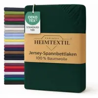 EXKLUSIV HEIMTEXTIL Jersey Spannbettlaken 180 x 200 cm Dunkelgrün 100% Baumwolle Öko - Tex Zertifiziert Bed-Sheet Bettlaken Spannbetttuch