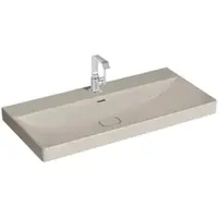Vitra New Metropole Waschtisch wandgebunden rechteckig 100 x 47 cm mit Hahnloch mit Überlaufschlitz Sandbeige Matt mit Oberflächenveredelung Clean