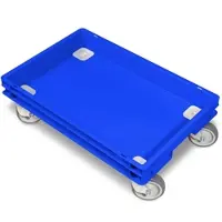 BRB-Lagertechnik BRB Rollkasten für 600x400mm Eurobehälter, graue Gummiräder, Trg 100 kg, blau
