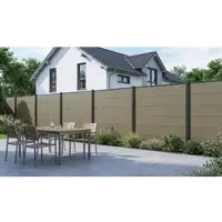 Meingartenversand.de Laboe XL 175 x 172 cm - WPC Sichtschutzzaun Set mit 6 Lamellen, Smoke White - WPC Sichtschutzzaun für Garten - co-extrudierter WPC Zaun