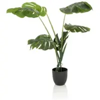 Bümö plants Monstera Kunstpflanze - Täuschend echtes Fensterblatt, geruchlose Premium Kunstblume für lebendiges Ambiente - authentische, künstliche