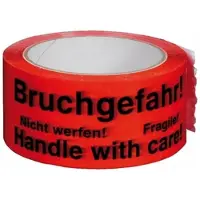 Smartboxpro 36x Packband Klebeband 50mmx66m rot mit mehrsprachigen Aufdruck BRUCHGEFAHR