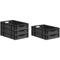 Proregal SparSet 5x Eurobox NextGen Grip, HxBxT 12x40x60cm, 23 Liter, Griffe offen, Schwarz, Eurobehälter, Transportbehälter