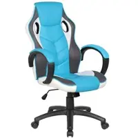 Dmora Gaming-Stühl Darlanc, Gaming-Sessel für Erwachsene, Schreibtischstuhl, 66x61h104/114 cm, Himmelblau und Weiß