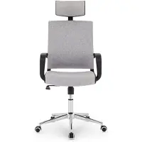 Idimex Bürodrehstuhl Herry mit Kopfstütze und Armlehnen in grau. Ergonomischer Bürostuhl mit verstellbarer Sitzmechanik, Höhenverstellbar und Kippfunktion.
