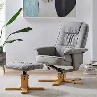 Idimex Relaxsessel CHARLY mit Hocker drehbar neigungsverstellbar grau [Max. Belastbarkeit 100 kg] für Wohnzimmer, TV-Sessel Fernsehsessel mit Liegefunktion Polstersessel und Hocker
