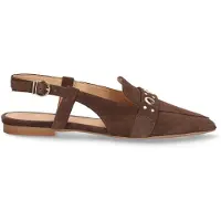 Manfield Braune Slingbacks aus Veloursleder | Größe 40