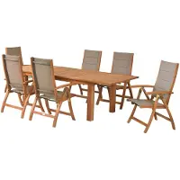 Merxx Garten-Essgruppe "Acapulco", grau (grau, braun), B:60,5cm H:111cm T:60cm, FSC-zertifiziertes Massivholz, Polyester, Sitzmöbel-Sets, Garten-Essgruppe, 6 Stühle mit ausziehbarem Tisch, Topseller