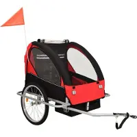 vidaXL "2026 Promotion" 2-in-1 Fahrradanhänger und Kinderwagen Schwarz und Rot - Fahrradanhänger CC32556