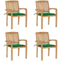 vidaXL "im Angebot" Stapelbare Gartenstühle mit Kissen 4 Stk. - bis 150 kg - Massivholz Teak - Stapelsessel CC3019
