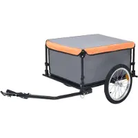 vidaXL Fahrradanhänger Grau und Orange 65 kg