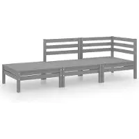 vidaXL 3-tlg. Garten-Lounge-Set Grau Massivholz Kiefer